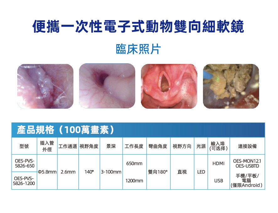 獸用便攜一次性電子式動物雙向細軟鏡(內視鏡)