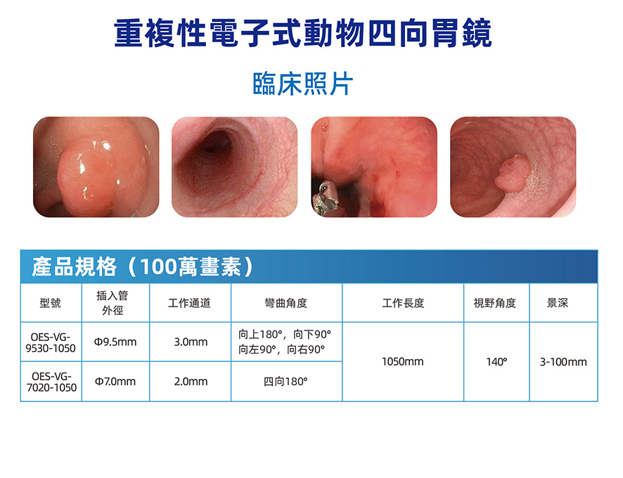 重複性電子式動物四向胃鏡